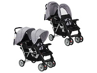 Tweezits kinderwagen staal grijs en zwart - afbeelding 2 van  9