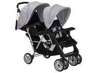 Tweezits kinderwagen staal grijs en zwart - afbeelding 3 van  9