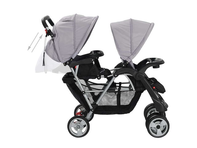 Tweezits kinderwagen staal grijs en zwart - afbeelding 6 van  9