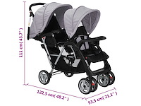 Tweezits kinderwagen staal grijs en zwart - afbeelding 9 van  9