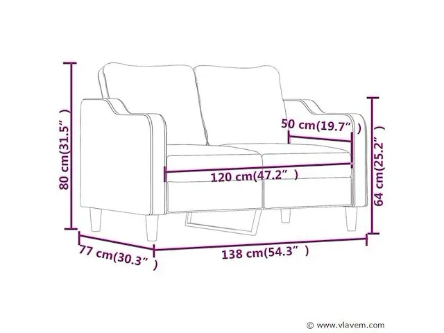 Tweezitsbank 120 cm stof donkergrijs - afbeelding 6 van  8