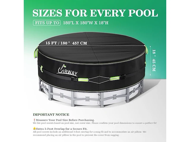 Uirway 12 ft rond zwembadafdekking - afbeelding 2 van  4