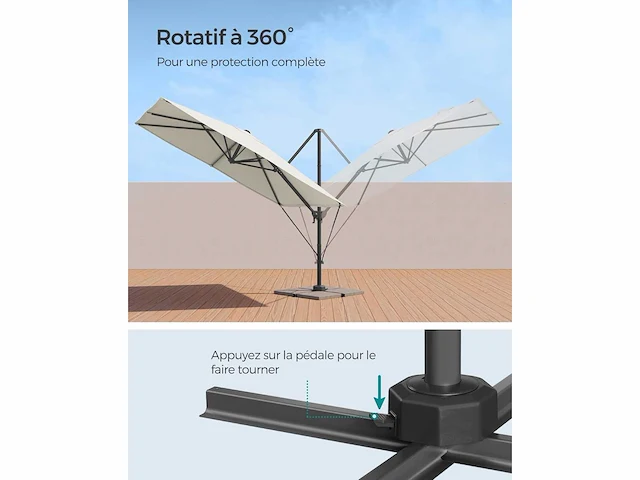 Uitkragende tuinparasol 270 x 270 cm, upf 50+ parasol voor buiten - afbeelding 3 van  4