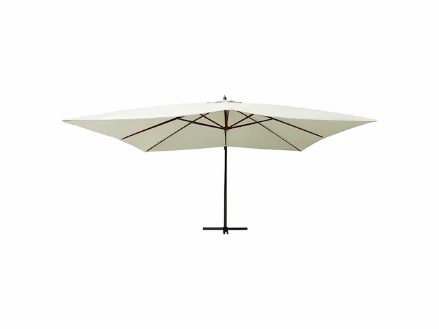 Uitkragende tuinparasol met zand witte houten paal - afbeelding 2 van  7