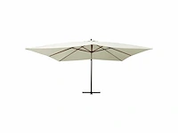 Uitkragende tuinparasol met zand witte houten paal - afbeelding 2 van  7