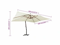 Uitkragende tuinparasol met zand witte houten paal - afbeelding 7 van  7