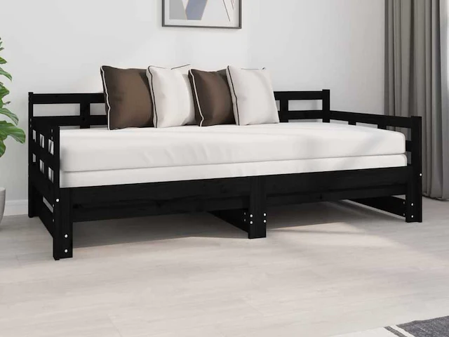 Uitschuifbaar bed - zwart 2x(90x190) cm - afbeelding 1 van  8