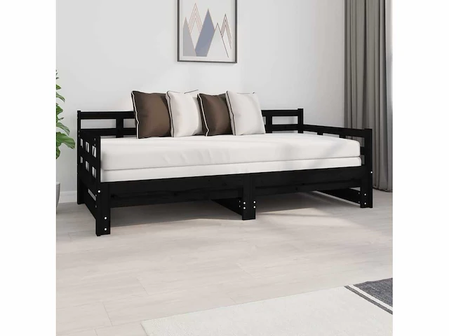 Uitschuifbaar bed - zwart 2x(90x190) cm - afbeelding 2 van  8