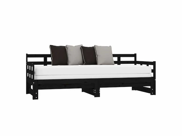 Uitschuifbaar bed - zwart 2x(90x190) cm - afbeelding 5 van  8