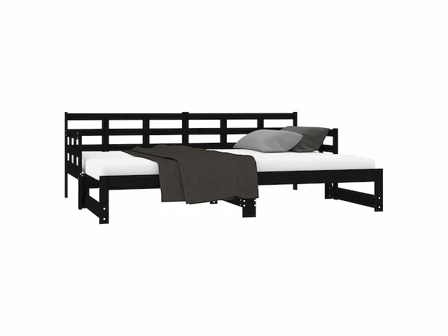 Uitschuifbaar bed - zwart 2x(90x190) cm - afbeelding 6 van  8