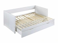 Uitschuifbaar bed met zitbank 90 x 190 of 174 x 190 cm - met kam, bedbodem en lade - grenen en mdf - wit - afbeelding 4 van  7
