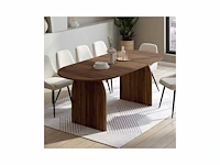 Uitschuifbare dienblad eettafel 160-200cm met walnoot houteffect - afbeelding 3 van  10