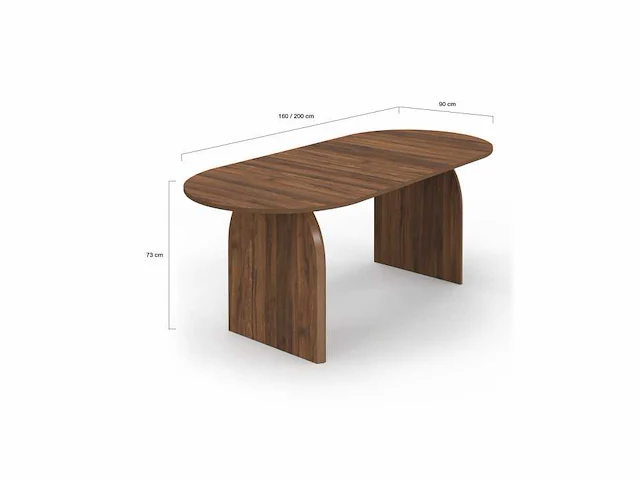 Uitschuifbare dienblad eettafel 160-200cm met walnoot houteffect - afbeelding 8 van  10