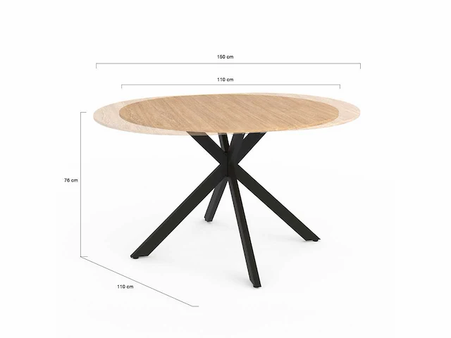 Uitschuifbare eettafel - 110/150 x 76 x 110 cm - afbeelding 9 van  10