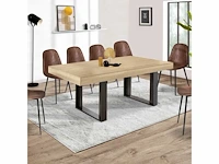 Uitschuifbare eettafel - hout en zwart - afbeelding 2 van  7