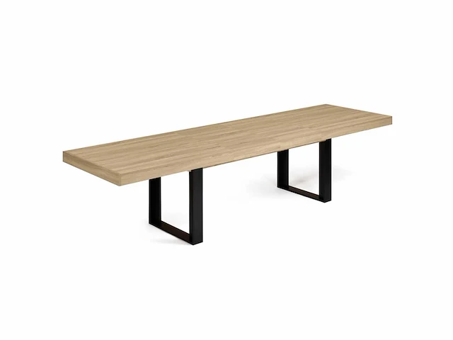 Uitschuifbare eettafel - hout en zwart - afbeelding 3 van  7