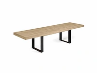 Uitschuifbare eettafel - hout en zwart - afbeelding 3 van  7