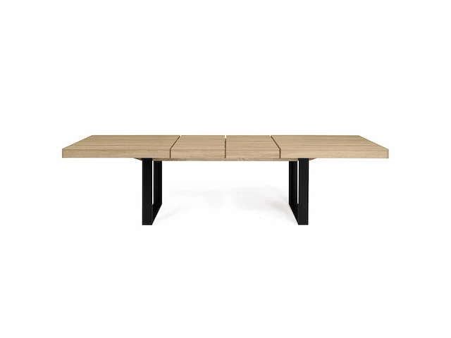 Uitschuifbare eettafel - hout en zwart - afbeelding 4 van  7
