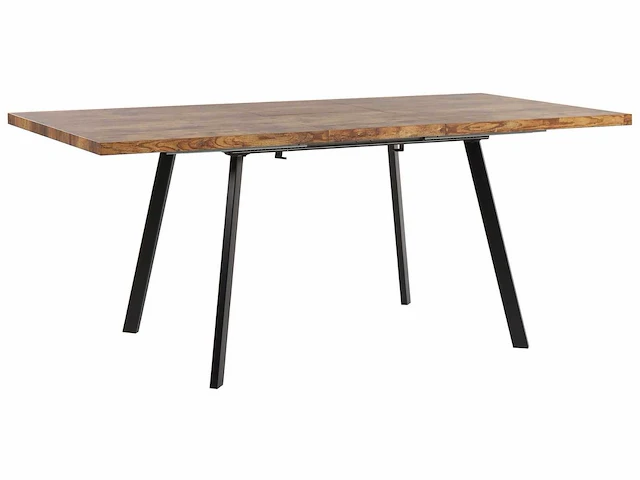 Uitschuifbare eettafel licht houteffect / zwart 140/180 x 90 cm - afbeelding 2 van  5