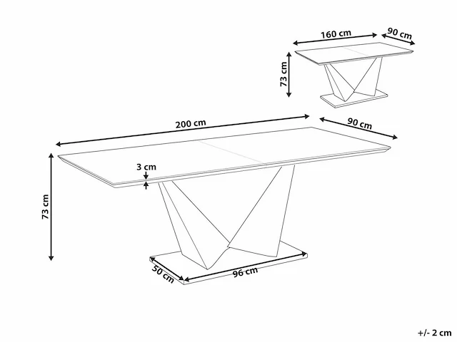 Uitschuifbare eettafel met betoneffect 160/200 x 90 cm - afbeelding 6 van  6