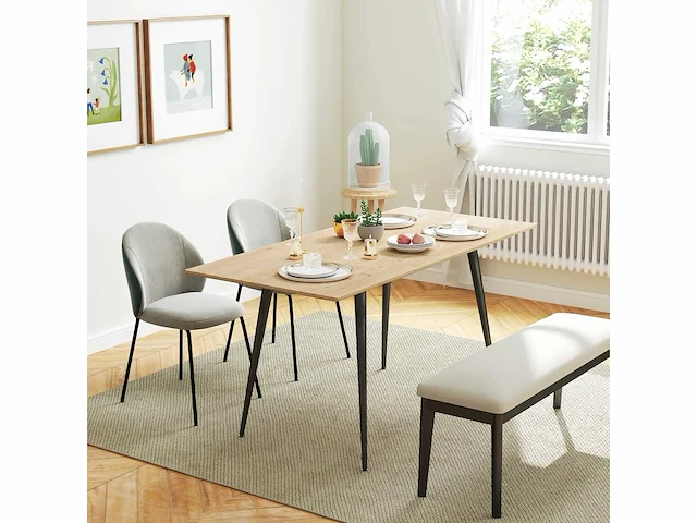 Uitschuifbare eettafel, uitschuifbare tafel voor 6-8 personen, keukentafel met massief stalen poten - afbeelding 1 van  6