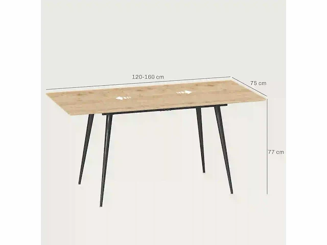 Uitschuifbare eettafel, uitschuifbare tafel voor 6-8 personen, keukentafel met massief stalen poten - afbeelding 3 van  6