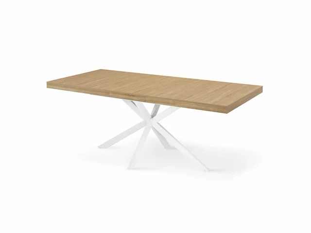 Uitschuifbare eettafels 160x200 - houten blad en gekruiste poten - hout - wit - afbeelding 2 van  8