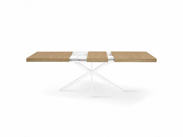 Uitschuifbare eettafels 160x200 - houten blad en gekruiste poten - hout - wit - afbeelding 4 van  8
