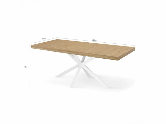 Uitschuifbare eettafels 160x200 - houten blad en gekruiste poten - hout - wit - afbeelding 5 van  8