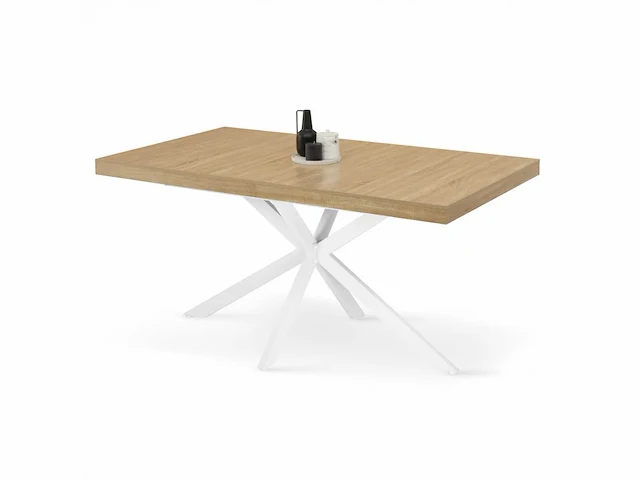 Uitschuifbare eettafels 160x200 - houten blad en gekruiste poten - hout - wit - afbeelding 6 van  8