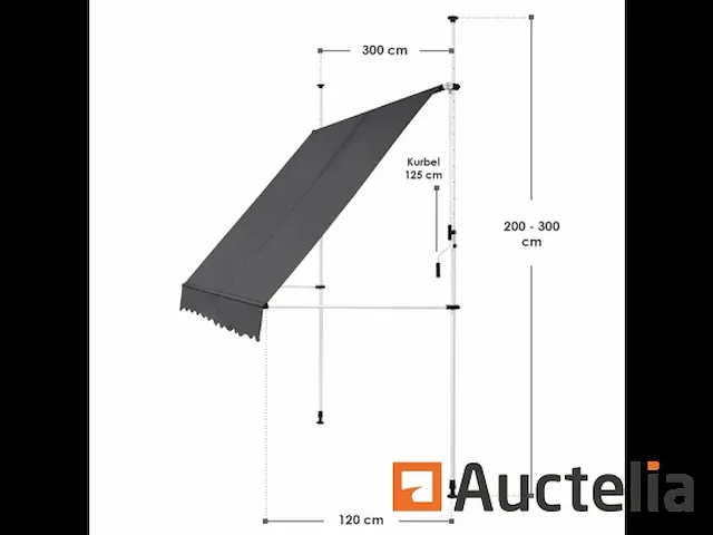 Uitschuifbare luifel te bevestigen 300 x 120 cm - afbeelding 3 van  5