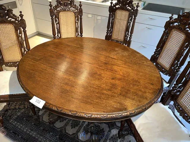Uitschuifbare ovalen jachttafel met 5 stoelen - afbeelding 5 van  11
