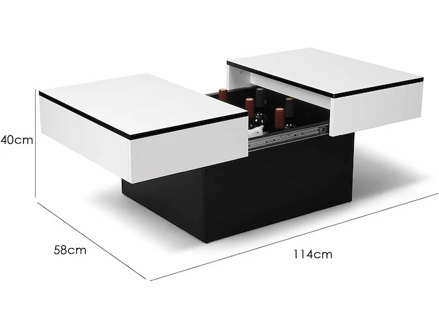 Uitschuifbare salontafel - wit - zwart - afbeelding 3 van  6