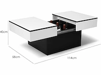 Uitschuifbare salontafel - wit - zwart - afbeelding 3 van  6