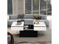 Uitschuifbare salontafel - wit - zwart - afbeelding 6 van  6