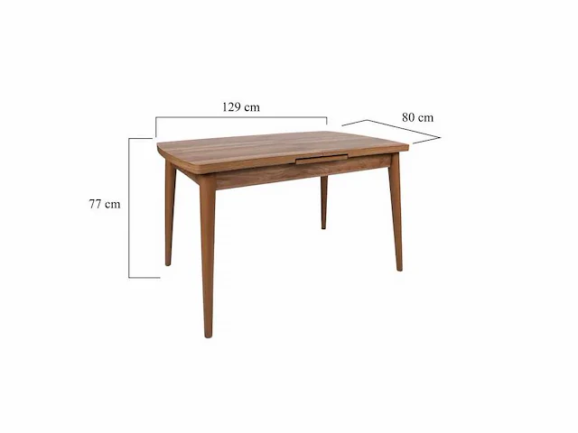 Uitschuifbare tafel - walnoot effect - afbeelding 9 van  10