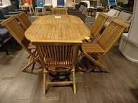 Uitschuifbare teak tafel incl. 6x teak plooistoel - afbeelding 1 van  5