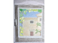 Umberto - naakt in badkamer - kleurpotloodtekening - 1995 - afbeelding 8 van  11