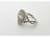 Unieke wit gouden ring met gele pearshape diamant (rg14017) - afbeelding 5 van  11