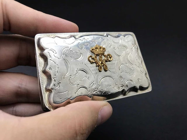 Unique dutch silver tobacco box gift from by king william iii of the netherlands (1849-1890) - afbeelding 25 van  34