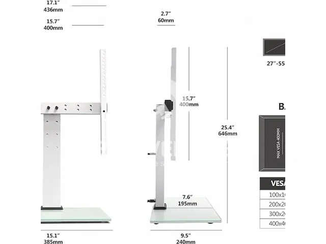 Universele witte tv-standaard - afbeelding 1 van  6