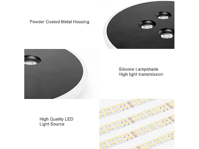 Uring led-plafondlamp 30cm zwart rond - afbeelding 2 van  4