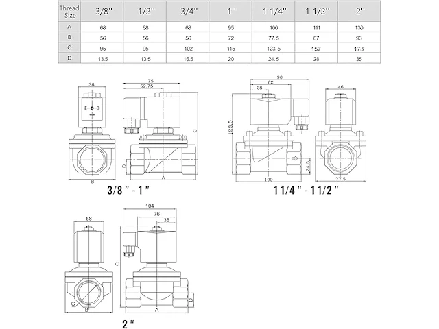 U.s. solid magneetventiel messing g 3/8" - afbeelding 4 van  4