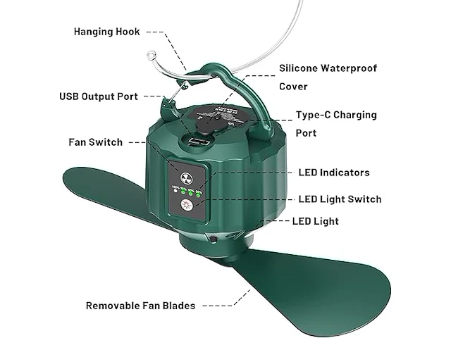 Usb-campingventilator - afbeelding 3 van  3