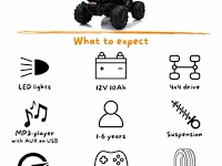 Utv 4x4 elektrische kinderauto 12v - 1 tot 6 jaar - rubberen banden - rood (nieuw) - afbeelding 5 van  7