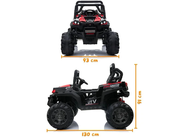 Utv 4x4 elektrische kinderauto 12v - 1 tot 6 jaar - rubberen banden - rood (nieuw) - afbeelding 6 van  7