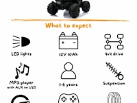 Utv 4x4 elektrische kinderauto 12v - 1 tot 6 jaar - rubberen banden - wit (nieuw) - afbeelding 6 van  7