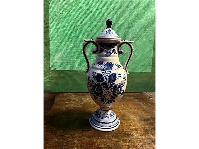 Vaas deksel delft blauw - afbeelding 1 van  2