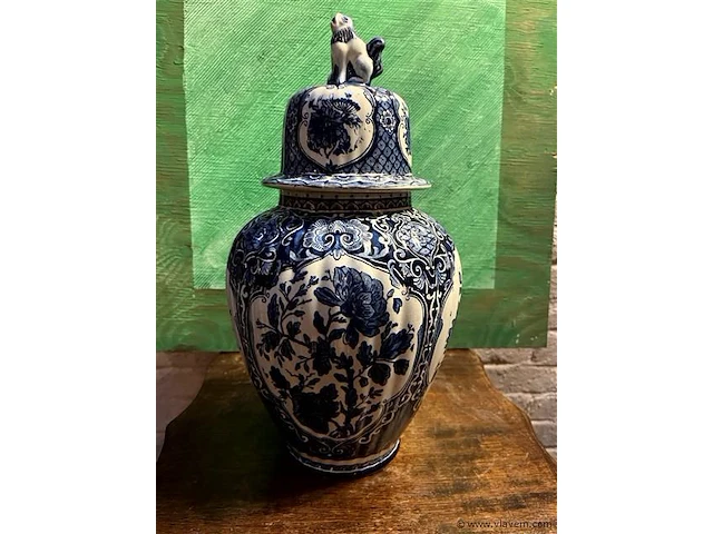 Vaas deksel delft blauw - afbeelding 1 van  2