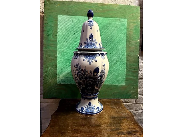 Vaas deksel delft blauw - afbeelding 1 van  2